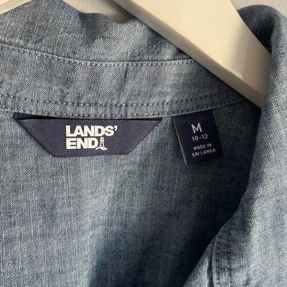 Lands' End Chambray Sleeveless Dress Nautical Preppy 100% Cotton Minimalist sz M - Picture 7 of 7
